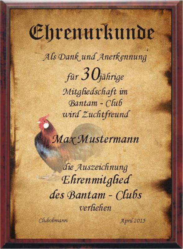 Ehrenurkunde Holz/Alu z. B. für Jubiläen - EUG 100